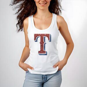 Texas Rangers glitter tank top